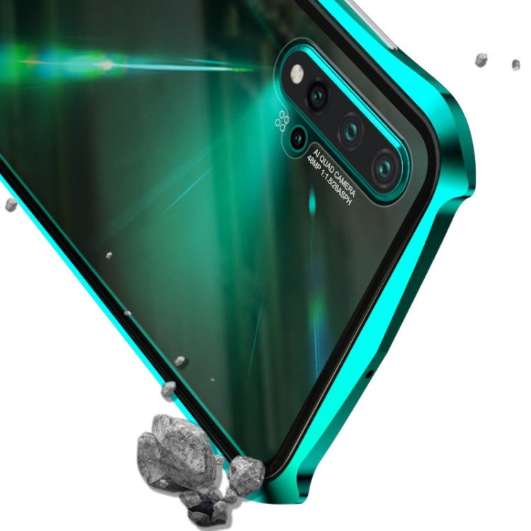 For Huawei Honor 9X Ultra Slim Double Sides Batman Magnetic Adsorption Angular Frame Tempered Glass Magnet Flip Case(Blue)