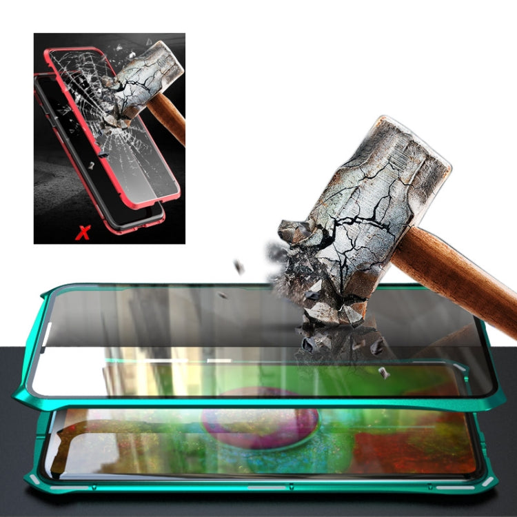 For Huawei Honor 9X Ultra Slim Double Sides Batman Magnetic Adsorption Angular Frame Tempered Glass Magnet Flip Case(Blue)