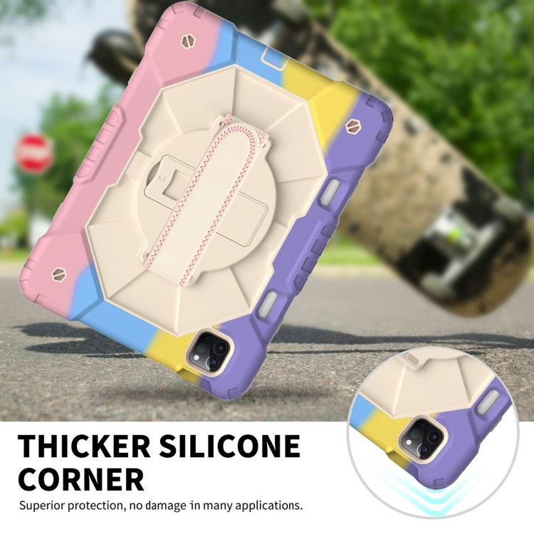 For iPad Pro 11 2022 / 2021 / 2020 / 2018 / Air 2020 10.9 Contrast Color Robot Shockproof Silicone PC Tablet Case with Holder & Shoulder Strap