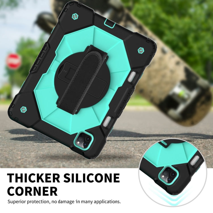 For iPad Pro 11 2022 / 2021 / 2020 / 2018 / Air 2020 10.9 Contrast Color Robot Shockproof Silicone PC Tablet Case with Holder & Shoulder Strap