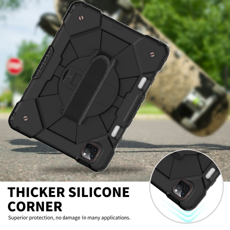 For iPad Pro 11 2022 / 2021 / 2020 / 2018 / Air 2020 10.9 Contrast Color Robot Shockproof Silicone PC Tablet Case with Holder & Shoulder Strap