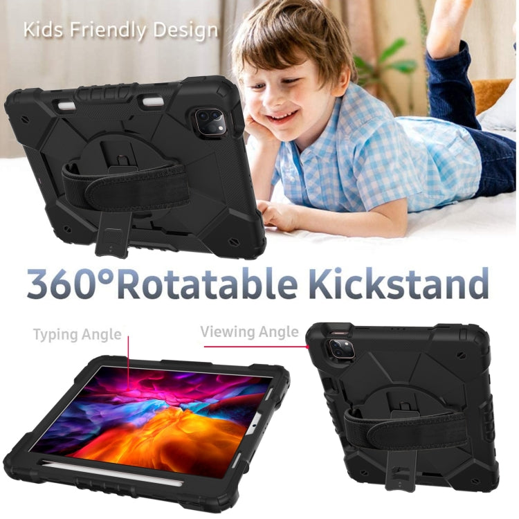 For iPad Pro 11 2022 / 2021 / 2020 / 2018 / Air 2020 10.9 Contrast Color Robot Shockproof Silicone PC Tablet Case with Holder & Shoulder Strap