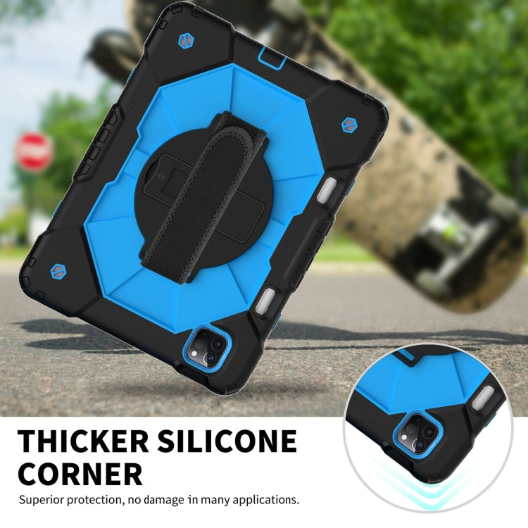 For iPad Pro 11 2022 / 2021 / 2020 / 2018 / Air 2020 10.9 Contrast Color Robot Shockproof Silicone PC Tablet Case with Holder & Shoulder Strap