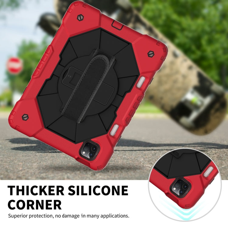 For iPad Pro 11 2022 / 2021 / 2020 / 2018 / Air 2020 10.9 Contrast Color Robot Shockproof Silicone PC Tablet Case with Holder & Shoulder Strap