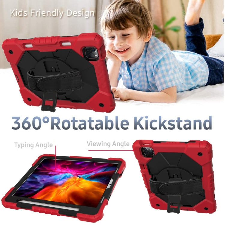 For iPad Pro 11 2022 / 2021 / 2020 / 2018 / Air 2020 10.9 Contrast Color Robot Shockproof Silicone PC Tablet Case with Holder & Shoulder Strap