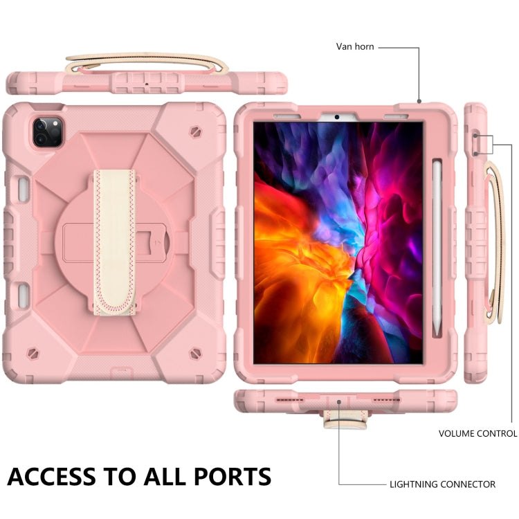 For iPad Pro 11 2022 / 2021 / 2020 / 2018 / Air 2020 10.9 Contrast Color Robot Shockproof Silicone PC Tablet Case with Holder & Shoulder Strap