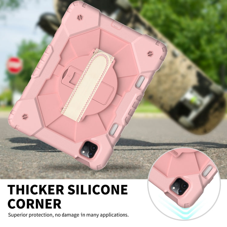 For iPad Pro 11 2022 / 2021 / 2020 / 2018 / Air 2020 10.9 Contrast Color Robot Shockproof Silicone PC Tablet Case with Holder & Shoulder Strap