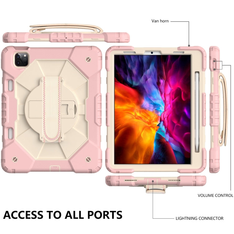 For iPad Pro 11 2022 / 2021 / 2020 / 2018 / Air 2020 10.9 Contrast Color Robot Shockproof Silicone PC Tablet Case with Holder & Shoulder Strap