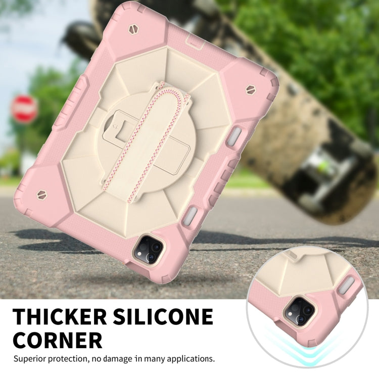 For iPad Pro 11 2022 / 2021 / 2020 / 2018 / Air 2020 10.9 Contrast Color Robot Shockproof Silicone PC Tablet Case with Holder & Shoulder Strap