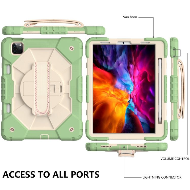 For iPad Pro 11 2022 / 2021 / 2020 / 2018 / Air 2020 10.9 Contrast Color Robot Shockproof Silicone PC Tablet Case with Holder & Shoulder Strap