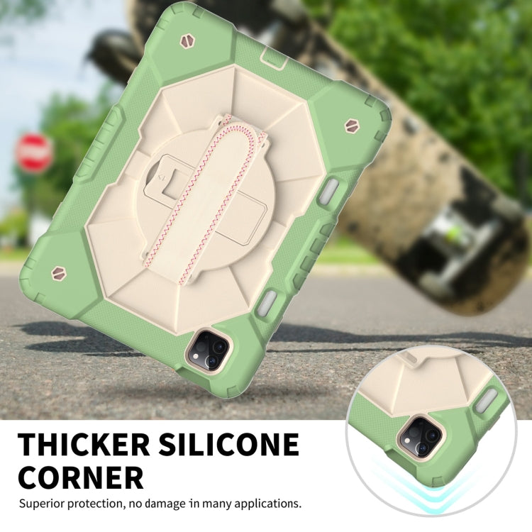 For iPad Pro 11 2022 / 2021 / 2020 / 2018 / Air 2020 10.9 Contrast Color Robot Shockproof Silicone PC Tablet Case with Holder & Shoulder Strap