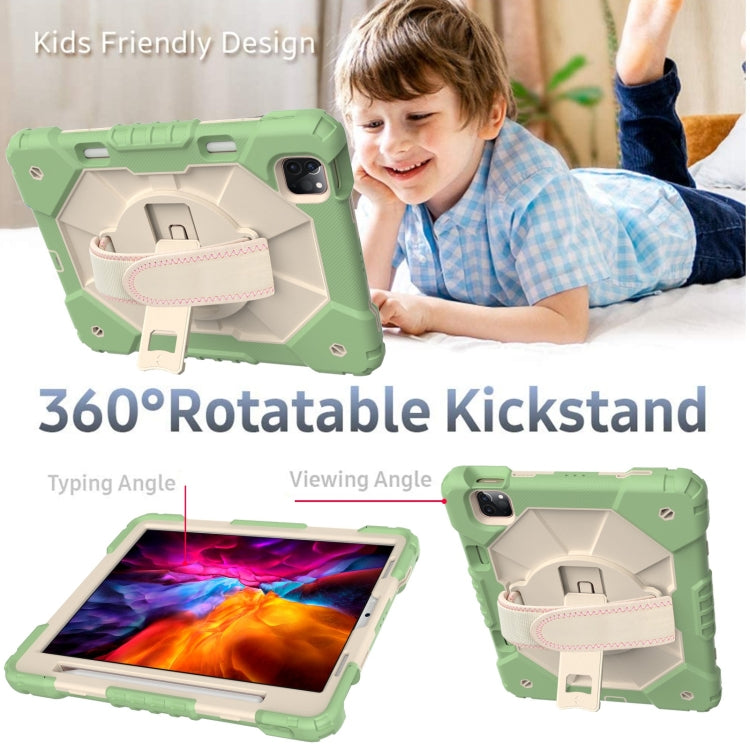 For iPad Pro 11 2022 / 2021 / 2020 / 2018 / Air 2020 10.9 Contrast Color Robot Shockproof Silicone PC Tablet Case with Holder & Shoulder Strap