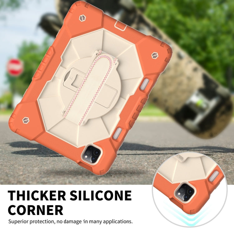 For iPad Pro 11 2022 / 2021 / 2020 / 2018 / Air 2020 10.9 Contrast Color Robot Shockproof Silicone PC Tablet Case with Holder & Shoulder Strap