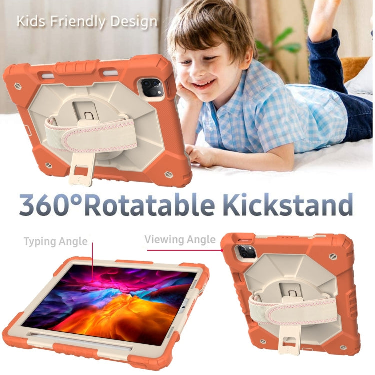 For iPad Pro 11 2022 / 2021 / 2020 / 2018 / Air 2020 10.9 Contrast Color Robot Shockproof Silicone PC Tablet Case with Holder & Shoulder Strap