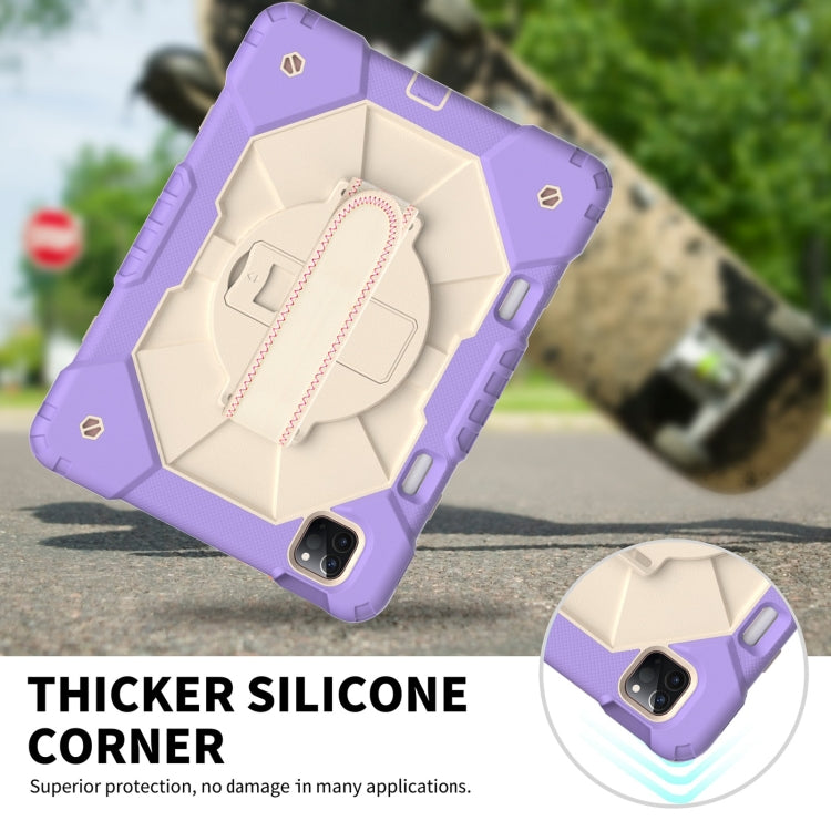 For iPad Pro 11 2022 / 2021 / 2020 / 2018 / Air 2020 10.9 Contrast Color Robot Shockproof Silicone PC Tablet Case with Holder & Shoulder Strap