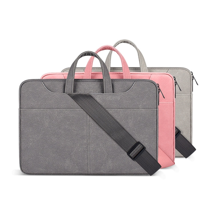 ST06SDJ Frosted PU Business Laptop Bag with Detachable Shoulder Strap, Size:14.1-15.4 inch