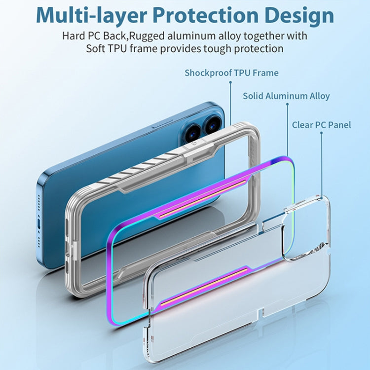 For iPhone 13 Armor Metal Clear PC + TPU Shockproof Case