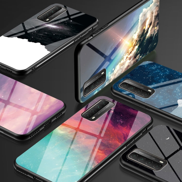 For Huawei P smart 2021 / Y7a Starry Sky Pattern Tempered Glass + TPU Shockproof Protective Case
