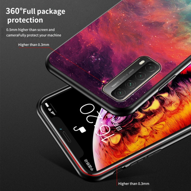 For Huawei P smart 2021 / Y7a Starry Sky Pattern Tempered Glass + TPU Shockproof Protective Case