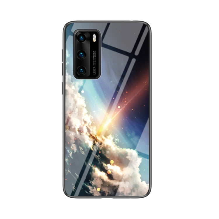 For Huawei P40 Starry Sky Pattern Tempered Glass + TPU Shockproof Protective Case