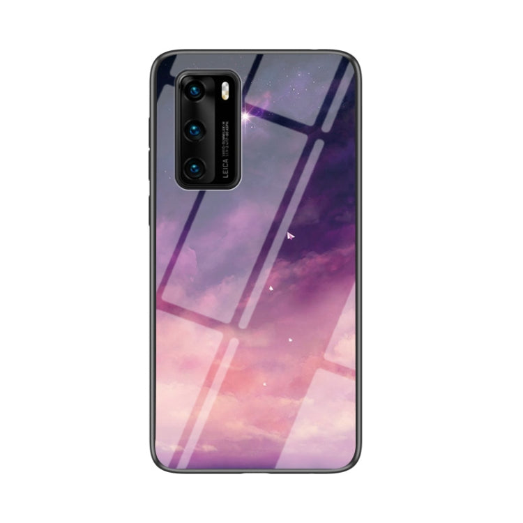 For Huawei P40 Starry Sky Pattern Tempered Glass + TPU Shockproof Protective Case
