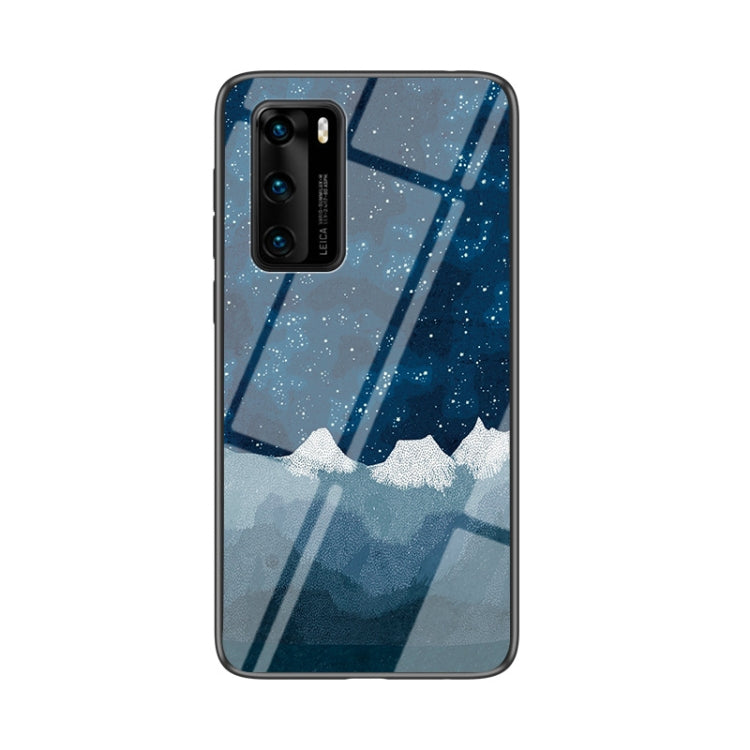 For Huawei P40 Starry Sky Pattern Tempered Glass + TPU Shockproof Protective Case