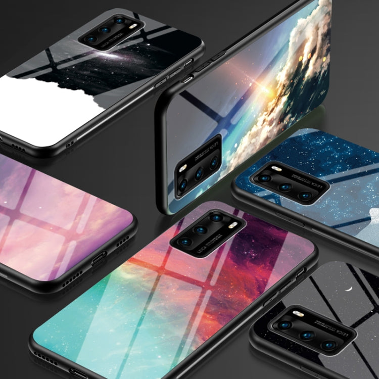 For Huawei P40 Starry Sky Pattern Tempered Glass + TPU Shockproof Protective Case
