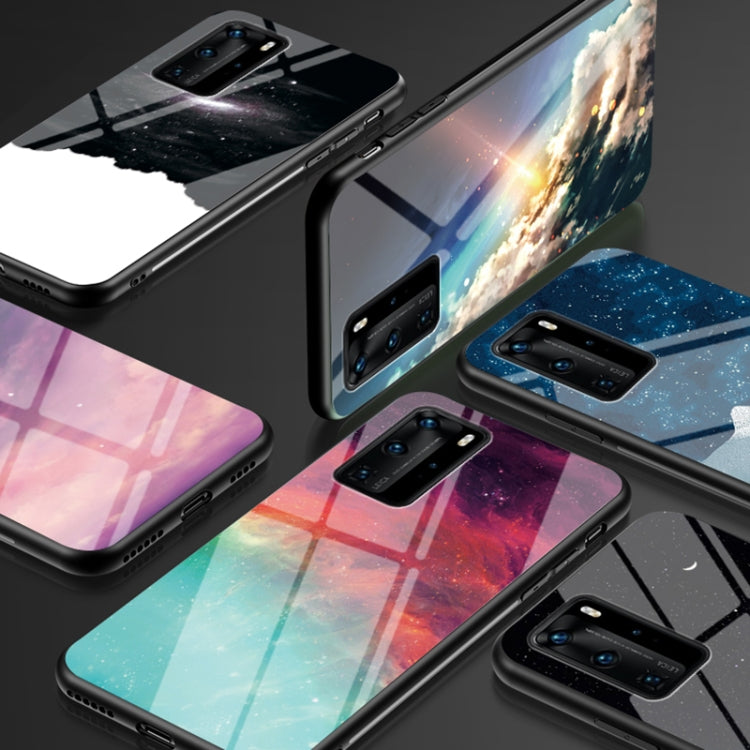 For Huawei P40 Pro Starry Sky Pattern Tempered Glass + TPU Shockproof Protective Case