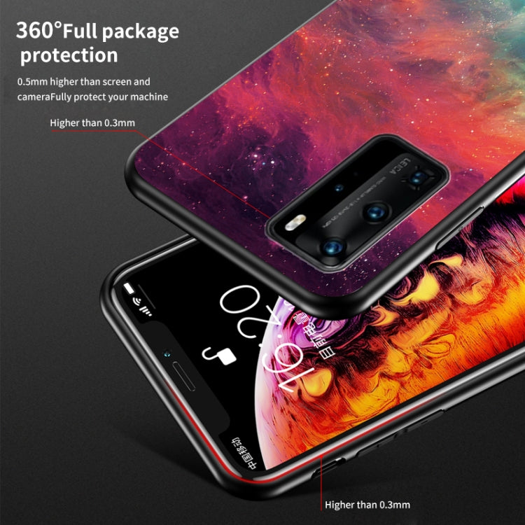 For Huawei P40 Pro Starry Sky Pattern Tempered Glass + TPU Shockproof Protective Case