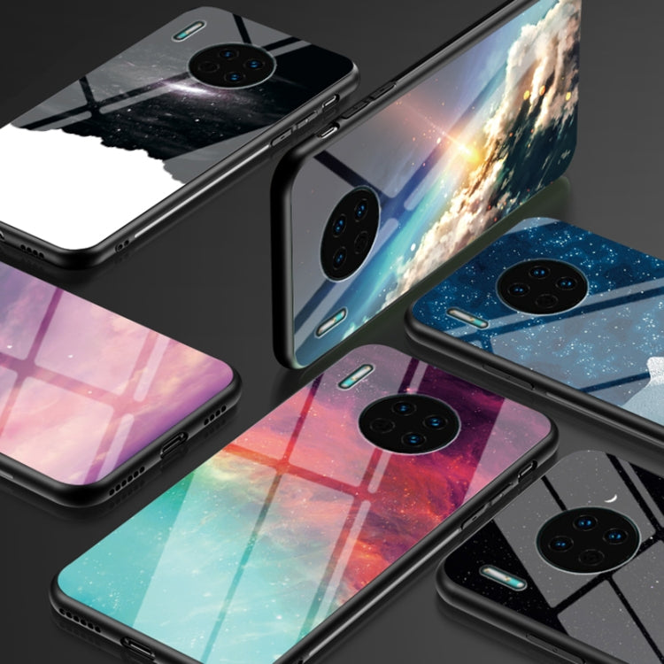 For Huawei Mate 30 Starry Sky Pattern Tempered Glass + TPU Shockproof Protective Case