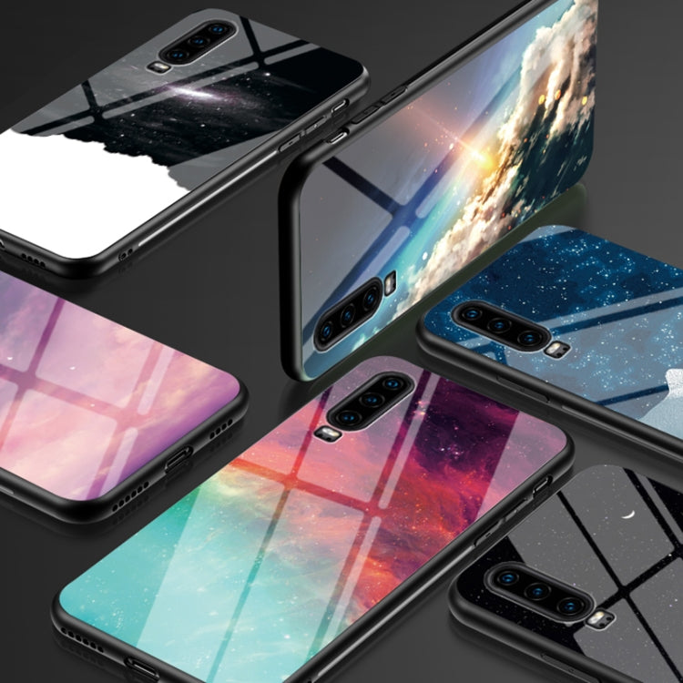 For Huawei P30 Starry Sky Pattern Tempered Glass + TPU Shockproof Protective Case