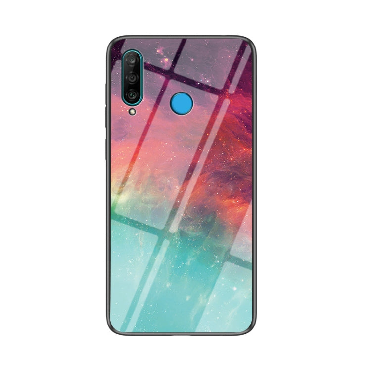 For Huawei P30 lite Starry Sky Pattern Tempered Glass + TPU Shockproof Protective Case