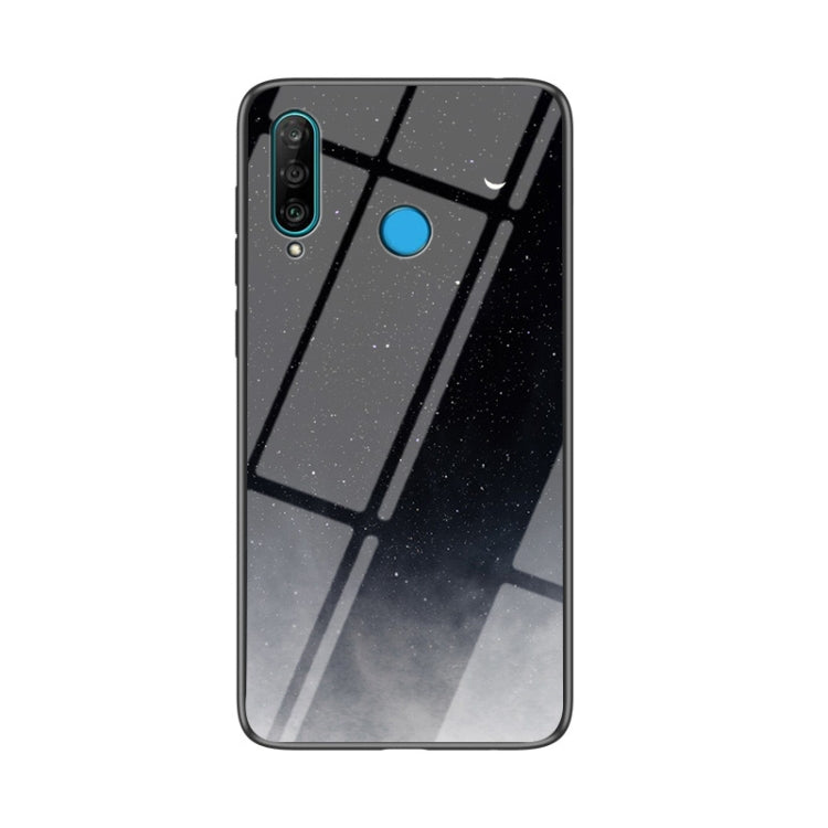 For Huawei P30 lite Starry Sky Pattern Tempered Glass + TPU Shockproof Protective Case