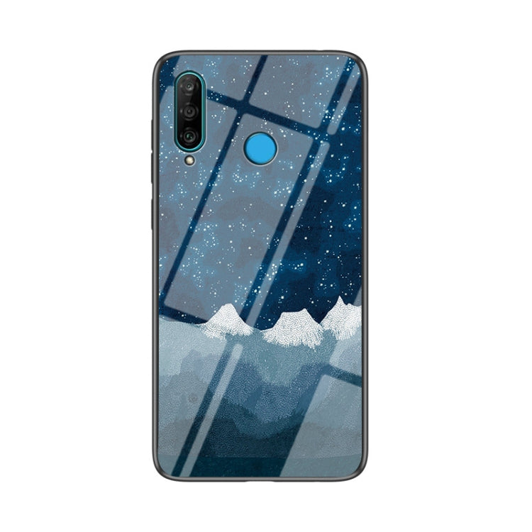 For Huawei P30 lite Starry Sky Pattern Tempered Glass + TPU Shockproof Protective Case
