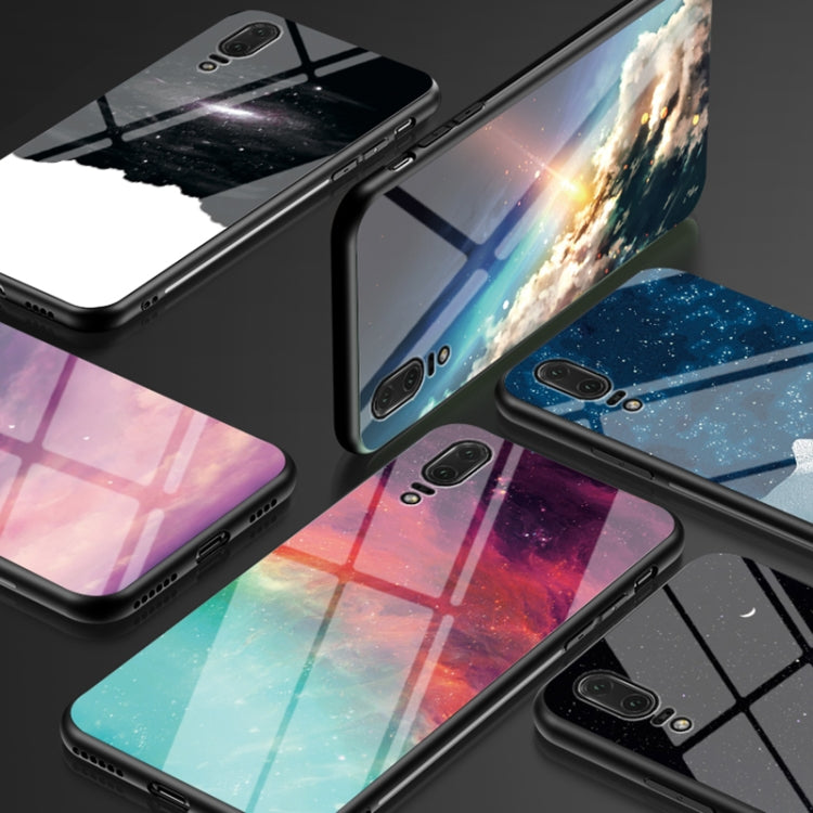 For Huawei P20 Starry Sky Pattern Tempered Glass + TPU Shockproof Protective Case