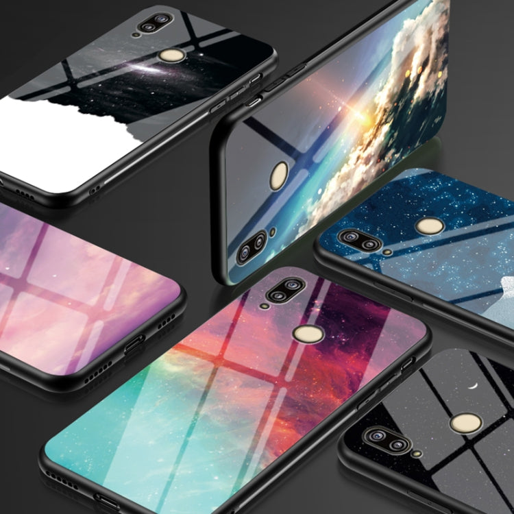 For Huawei P20 lite Starry Sky Pattern Tempered Glass + TPU Shockproof Protective Case