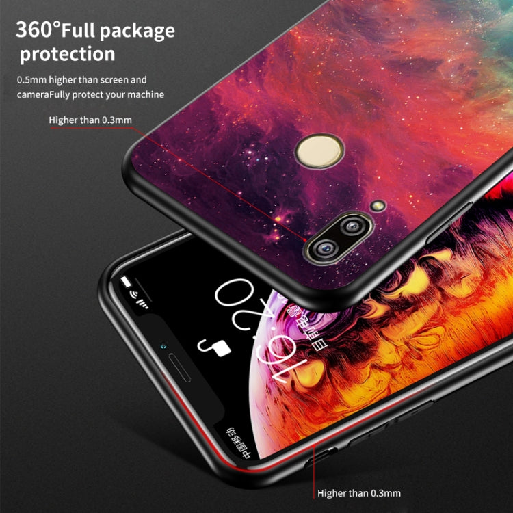 For Huawei P20 lite Starry Sky Pattern Tempered Glass + TPU Shockproof Protective Case