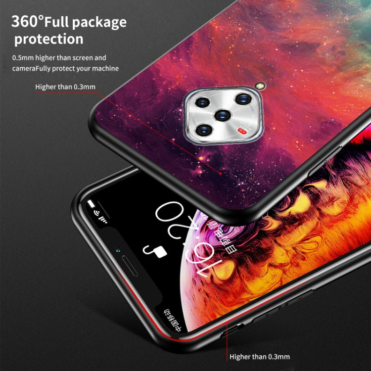 For vivo X50e Starry Sky Painted Tempered Glass TPU Shockproof Protective Case