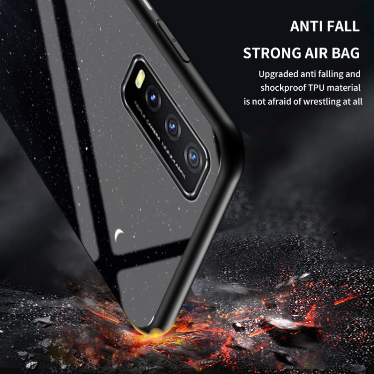 For vivo Y20 Starry Sky Painted Tempered Glass TPU Shockproof Protective Case