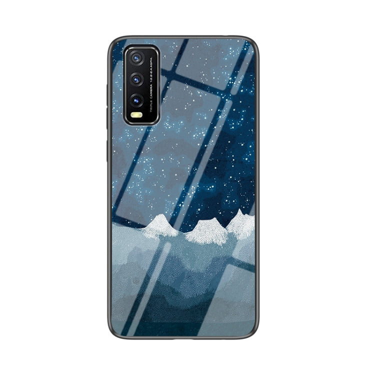 For vivo Y20 Starry Sky Painted Tempered Glass TPU Shockproof Protective Case