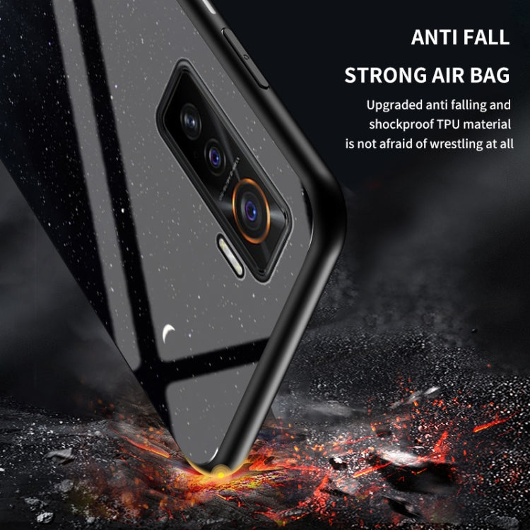 For vivo iQOO 5 5G Starry Sky Painted Tempered Glass TPU Shockproof Protective Case