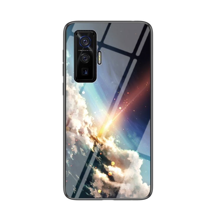 For vivo iQOO 5 Pro 5G Starry Sky Painted Tempered Glass TPU Shockproof Protective Case