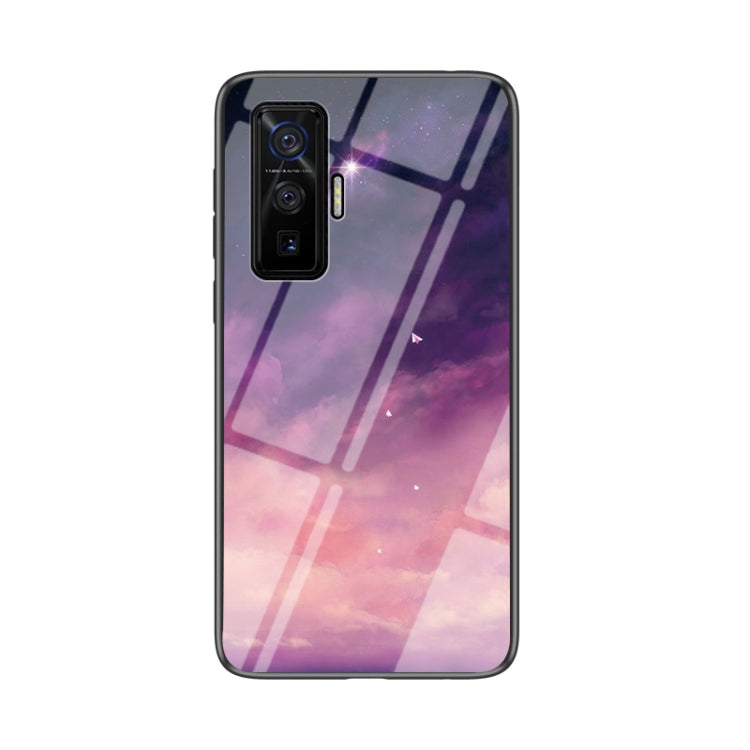 For vivo iQOO 5 Pro 5G Starry Sky Painted Tempered Glass TPU Shockproof Protective Case