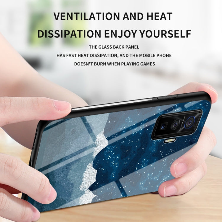 For vivo iQOO 5 Pro 5G Starry Sky Painted Tempered Glass TPU Shockproof Protective Case