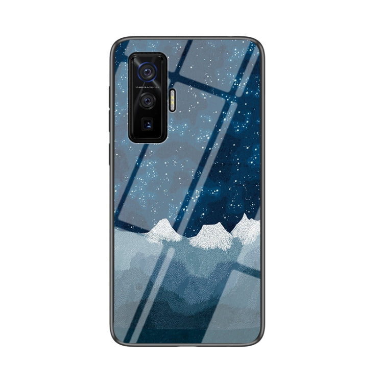 For vivo iQOO 5 Pro 5G Starry Sky Painted Tempered Glass TPU Shockproof Protective Case
