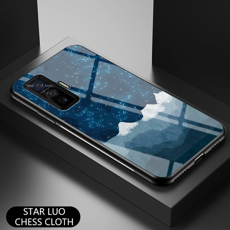 For vivo iQOO 5 Pro 5G Starry Sky Painted Tempered Glass TPU Shockproof Protective Case