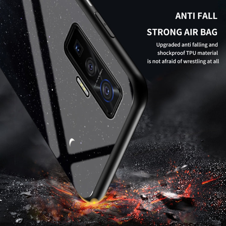 For vivo iQOO 5 Pro 5G Starry Sky Painted Tempered Glass TPU Shockproof Protective Case