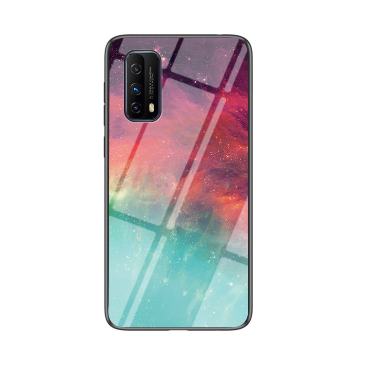 For vivo iQOO Z1x Starry Sky Painted Tempered Glass TPU Shockproof Protective Case