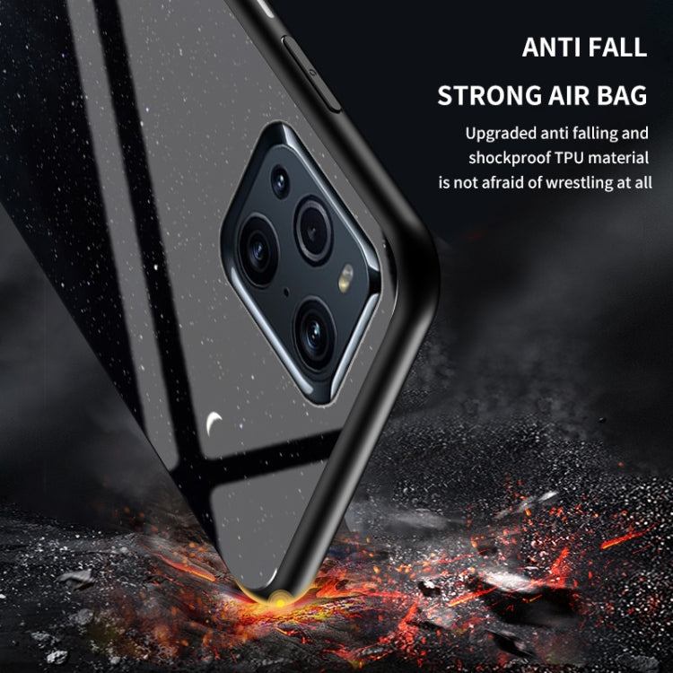 For OPPO Find X3 / X3 Pro Starry Sky Painted Tempered Glass TPU Shockproof Protective Case