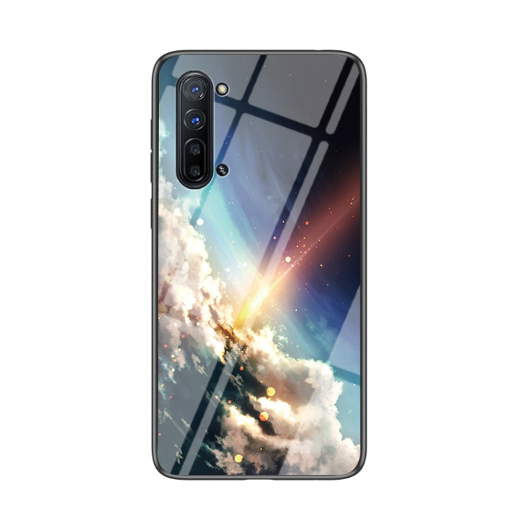 For OPPO Reno3 Starry Sky Painted Tempered Glass TPU Shockproof Protective Case